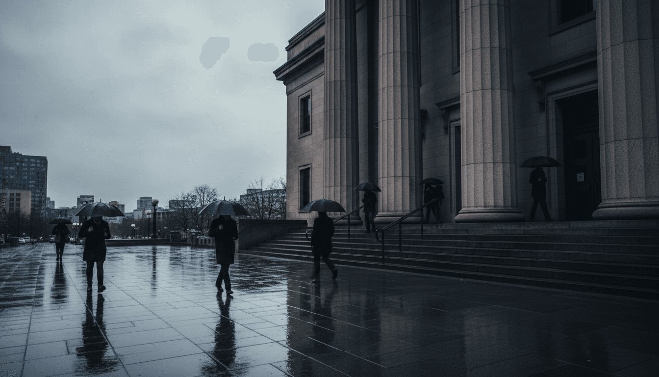 Toronto courthouse entrance on overcast day